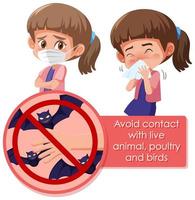 design de cartaz de coronavírus com menina doente tossindo vetor