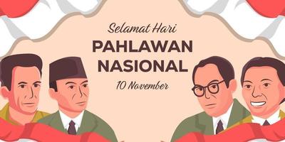 ilustração de banner selamat hari pahlawan nasional indonésia vetor