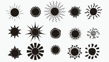 definir o vetor de coleção de ícones preto e branco de sóis eps10