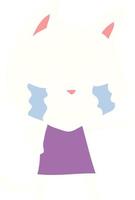 gato de desenho animado de estilo de cor plana chorando em vestido apontando vetor
