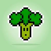 Caracteres de brócolis de pixel de 8 bits. ativos de jogos vegetais em ilustrações vetoriais. vetor