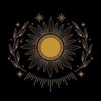 sol celestial com design de logotipo de ornamentos vetor