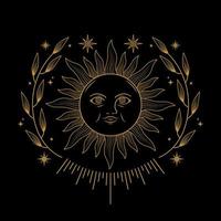 sol celestial com design de logotipo de rosto vetor