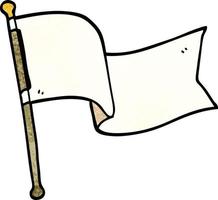 desenho animado doodle bandeira branca acenando vetor