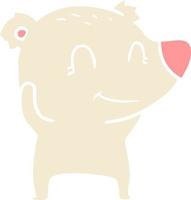 desenho animado de estilo de cor plana de urso polar sorridente vetor