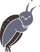 besouro de desenho animado de estilo de cor plana bonito vetor