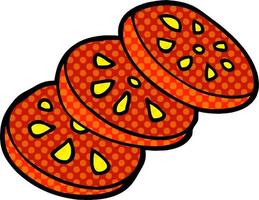 doodle de desenho animado tomate fatiado vetor