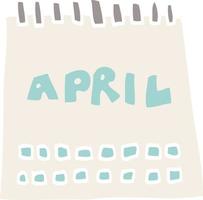 calendário de desenho animado mostrando o mês de abril vetor
