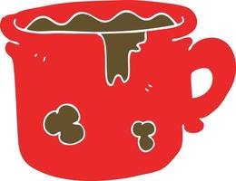 ilustração de cor plana de uma xícara de café velha de desenho animado vetor