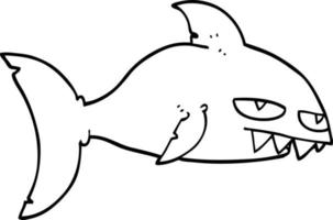 desenho de linha desenho animado tubarão mortal vetor