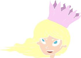 ilustração de cor lisa de uma mulher de desenho animado com cabelo soprando vetor