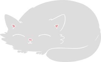 gato de desenho animado de estilo de cor plana dormindo vetor