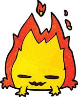 desenho animado doodle demônio de fogo vetor