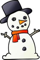 boneco de neve tradicional doodle dos desenhos animados vetor