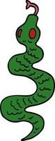 cobra verde de desenho animado doodle vetor