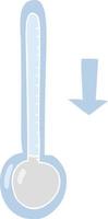 ilustração de cor plana de uma temperatura caindo de desenho animado vetor