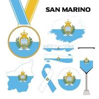 coleção de elementos com o modelo de design da bandeira de san marino vetor