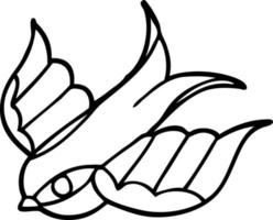desenho de linha desenho desenho tatuagem símbolo de andorinha vetor