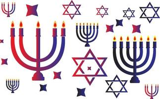 fundo branco feliz hanukkah vermelho e azul. vetor