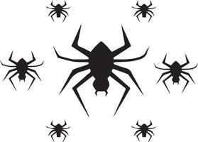 vários desenhos de aranha feitos em um padrão preto e branco vetor