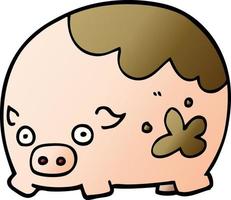desenho animado doodle porco sujo vetor