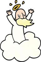 deus do doodle dos desenhos animados na nuvem vetor