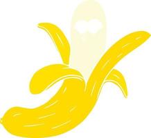 banana de desenho animado de estilo de cor plana com rosto vetor