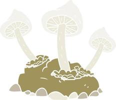 ilustração de cor plana de cogumelos de desenho animado crescendo vetor