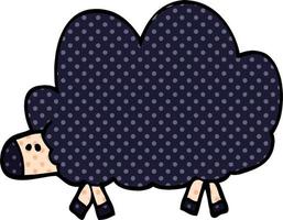 doodle dos desenhos animados de uma ovelha negra vetor