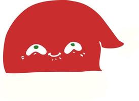 chapéu de papai noel de natal dos desenhos animados de estilo de cor plana vetor