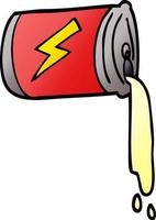 doodle de desenho animado derramando lata de refrigerante vetor