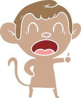 macaco de desenho animado de estilo de cor plana bocejando vetor