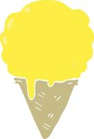 sorvete de desenho animado de estilo de cor plana vetor