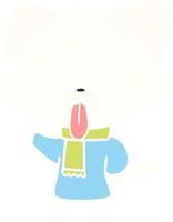 cão de desenho animado estilo cor plana em roupas de inverno vetor