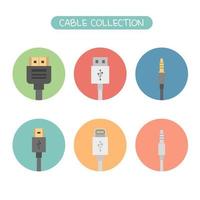 conjunto de ícone de coleção de cabos vetor