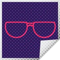 etiqueta de peeling quadrado de ilustração vetorial gráfico de óculos vetor