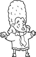 desenho de linha desenho animado homem na peruca vetor