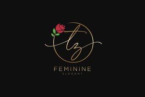 monograma de beleza do logotipo feminino inicial tz e design de logotipo elegante, logotipo de caligrafia da assinatura inicial, casamento, moda, floral e botânico com modelo criativo. vetor