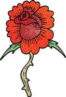símbolo de tatuagem de rosa de doodle de desenho animado vetor