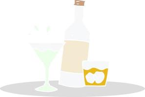 bebidas de desenhos animados de estilo de cor plana na bandeja vetor