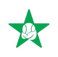 design de logotipo de vetor de conceito de forma de estrela de folha de tênis. jogo e eco símbolo ou ícone.