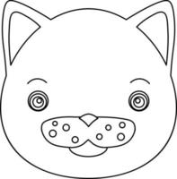 ilustração em linhas pretas ilustração de cabeça de animal vetor