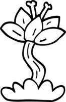 desenho de linha lilly flor de desenho animado vetor