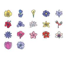 conjunto de ícones de coleção de flores de primavera vetor
