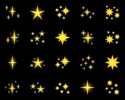 conjunto de brilhos de estrelas, design plano vetor