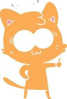 gato surpreso dos desenhos animados de estilo de cor plana vetor