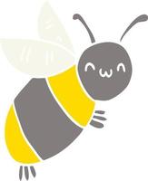 abelha de desenho animado de estilo de cor plana bonito vetor