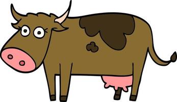 vaca de fazenda de doodle de desenho animado vetor