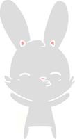 desenho animado de estilo de cor plana de coelho curioso vetor