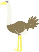ilustração de cor lisa de um avestruz de desenho animado vetor
